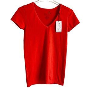 Icon Apparel Solid Orange Women's Short Sleeve V Neck Tee Shirt Medium NEW